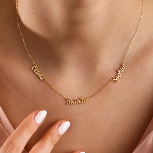 14k Solid Gold Multiple Name Necklace