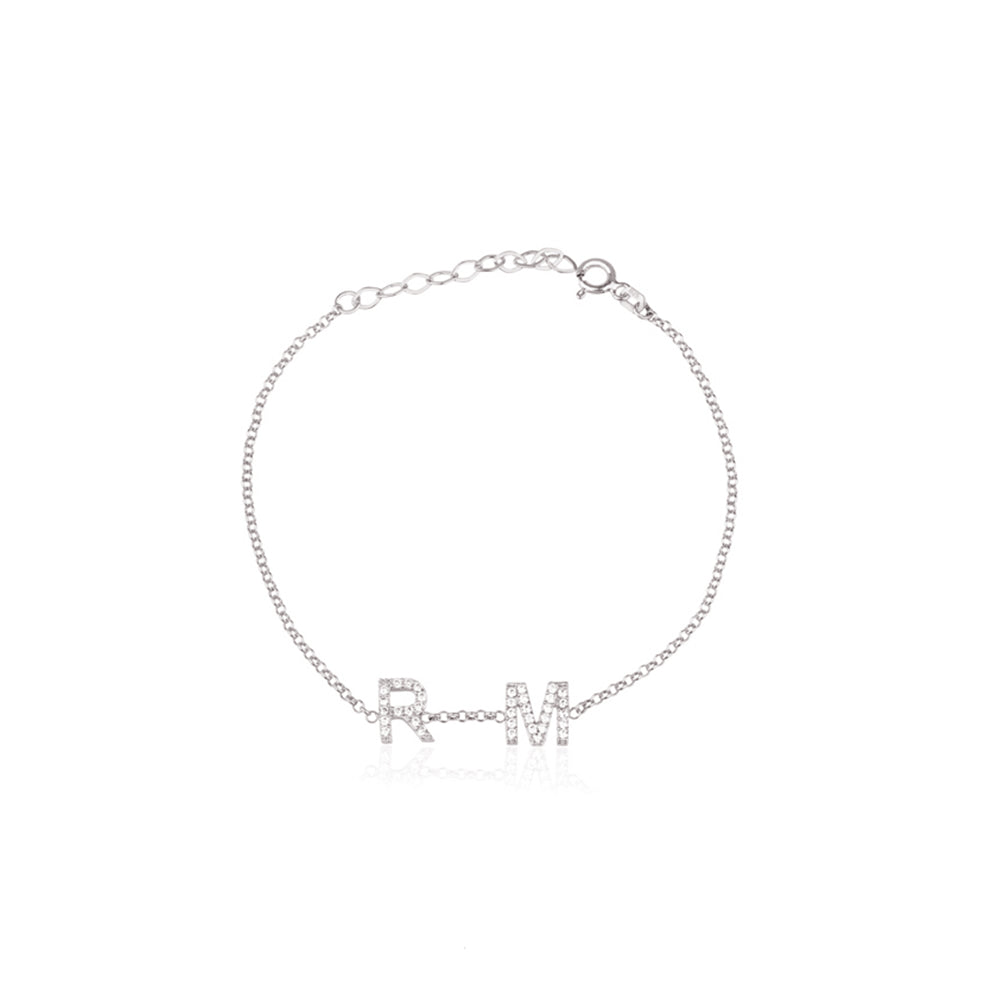 Initial Bracelet with Cz Stone