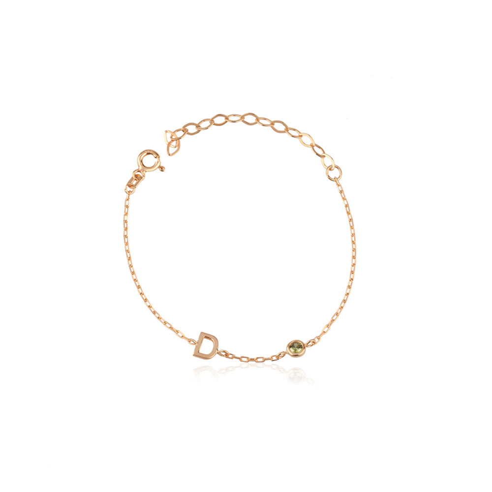 Initial Bracelet with Birthstone