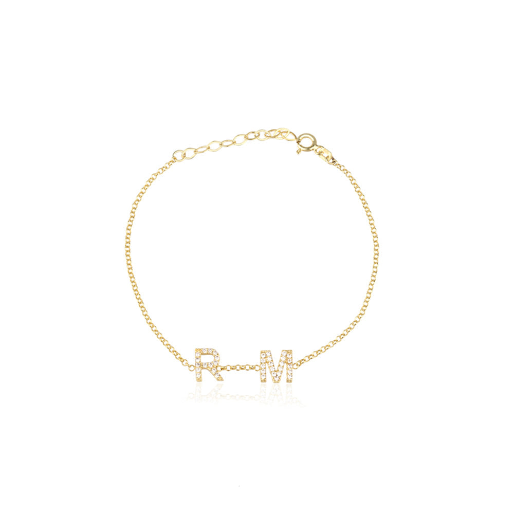 Initial Bracelet with Cz Stone