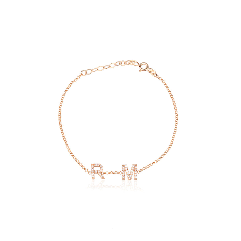 Initial Bracelet with Cz Stone