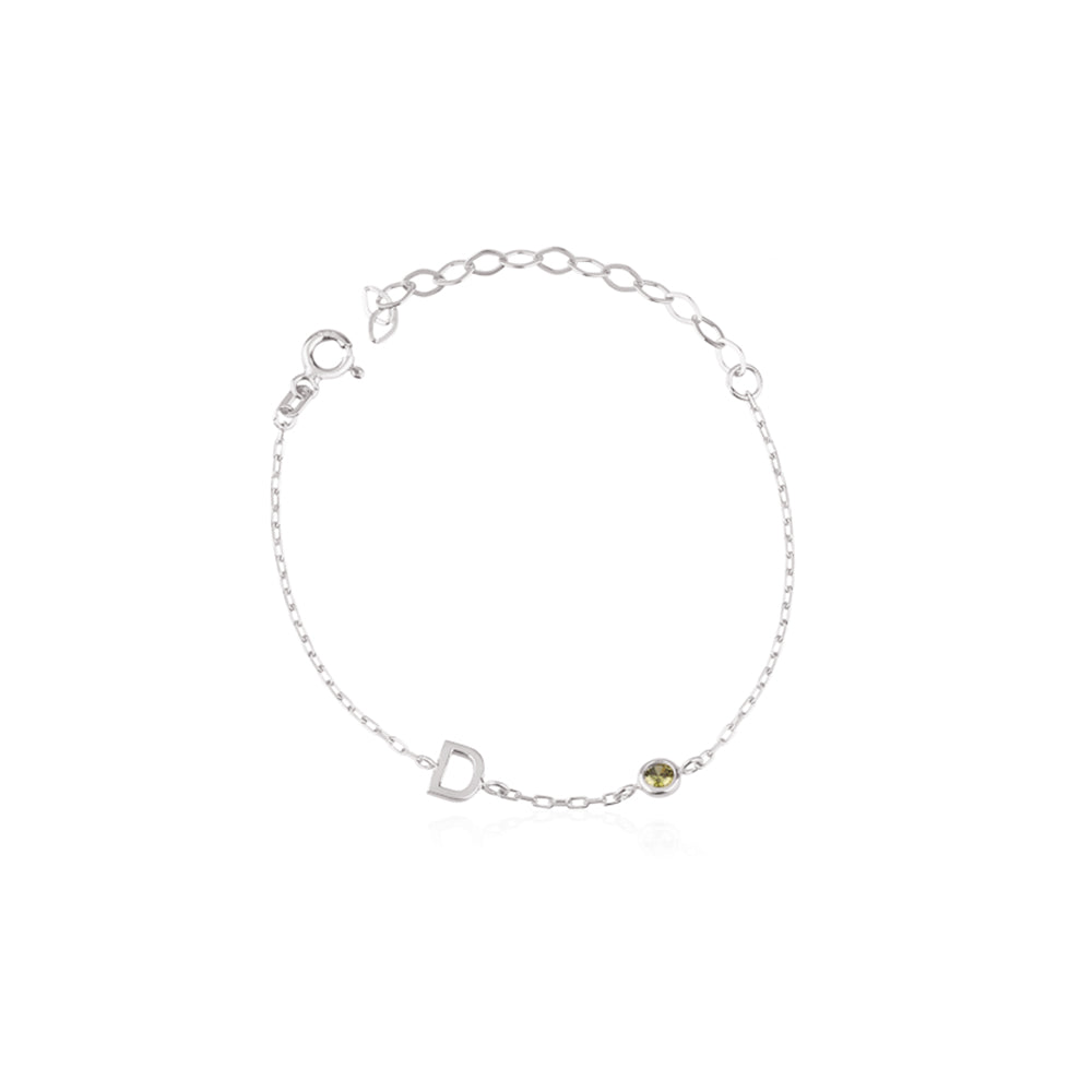 Initial Bracelet with Birthstone