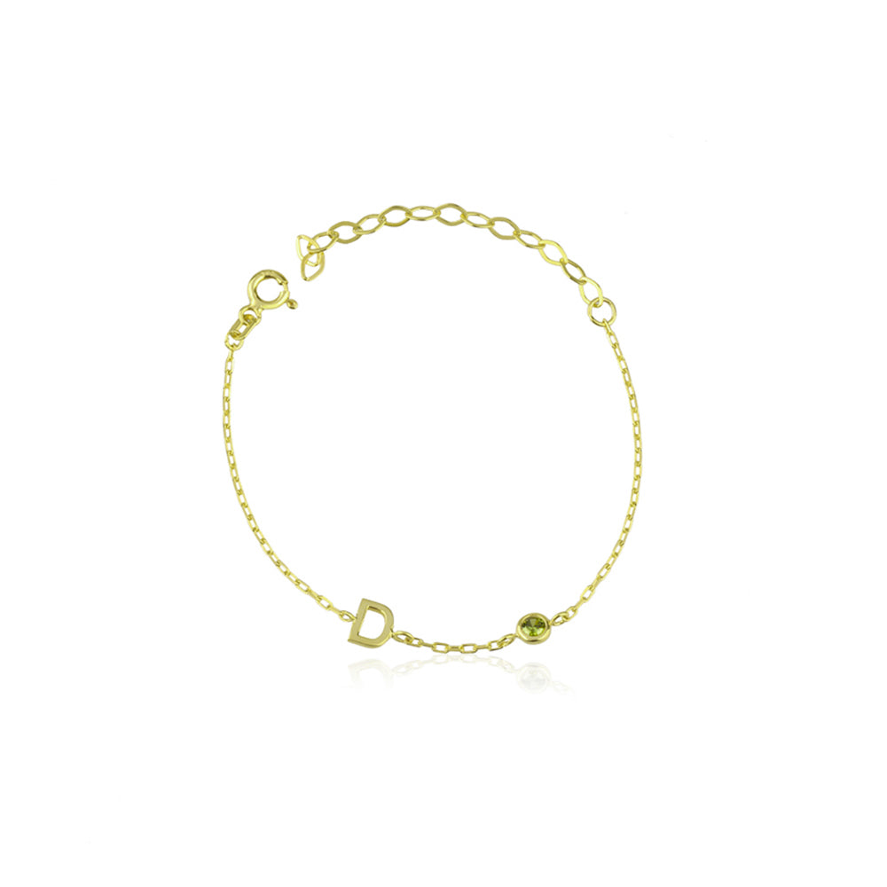 Initial Bracelet with Birthstone