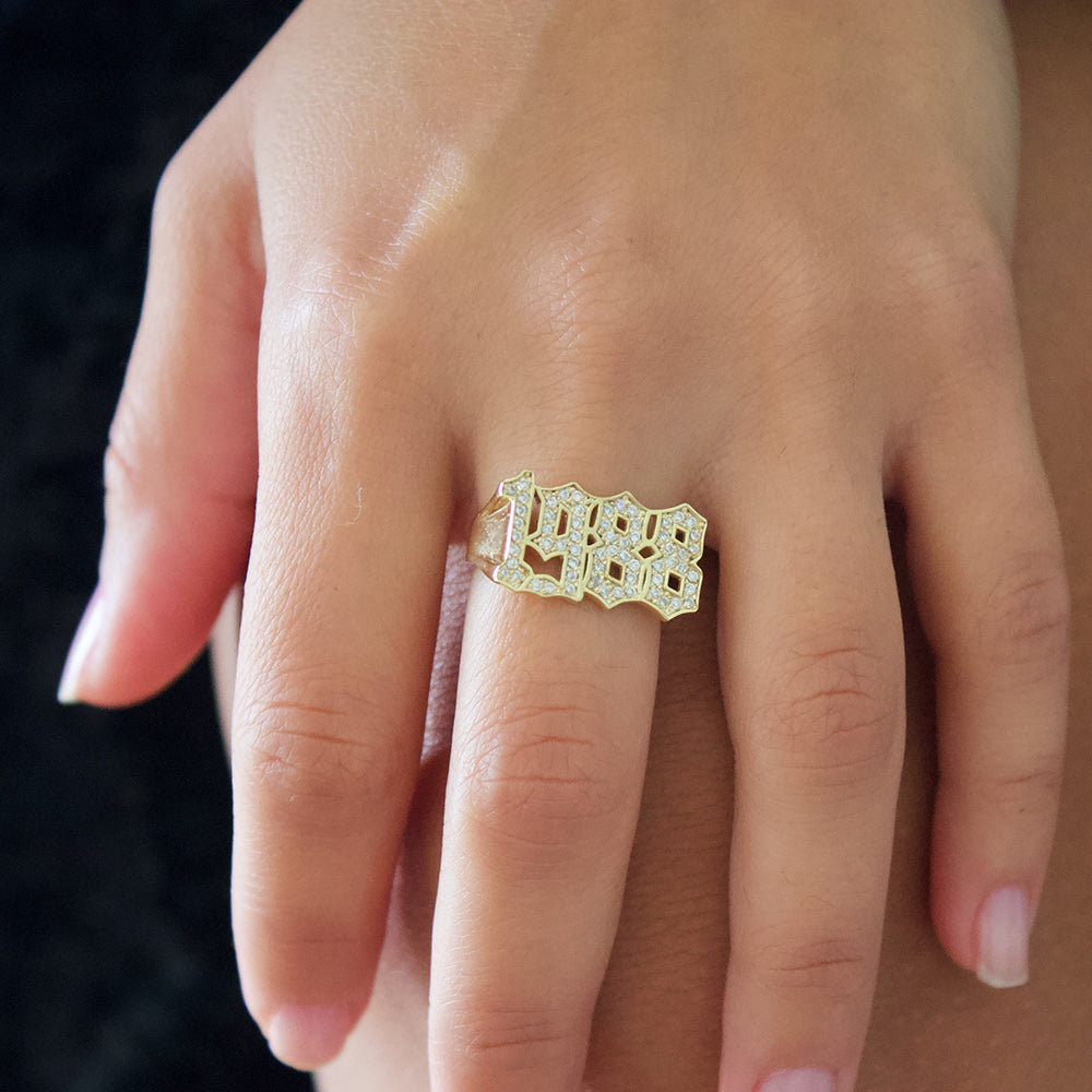 Date Ring with CZ Stones