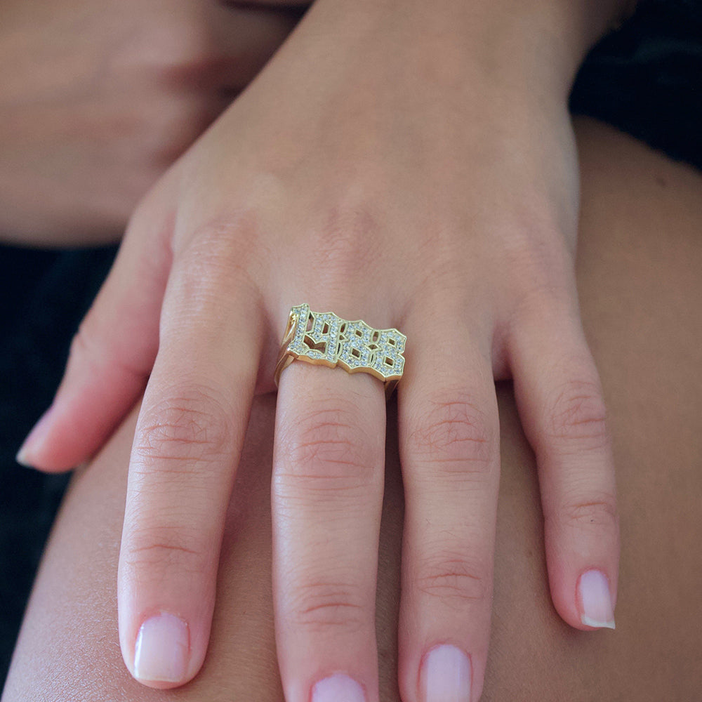 Date Ring with CZ Stones