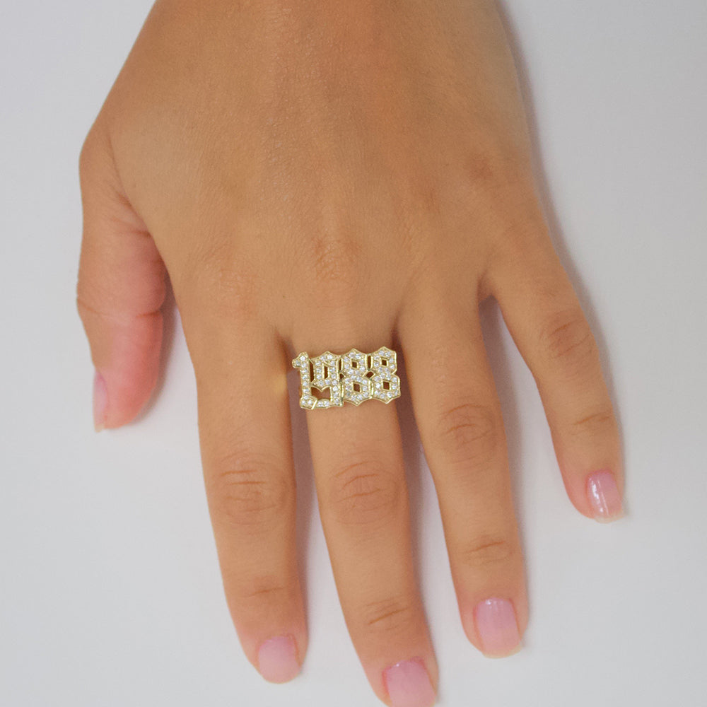 Date Ring with CZ Stones