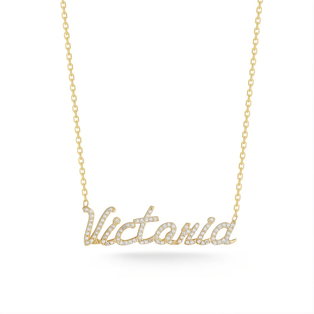 Name Necklace with CZ Stone