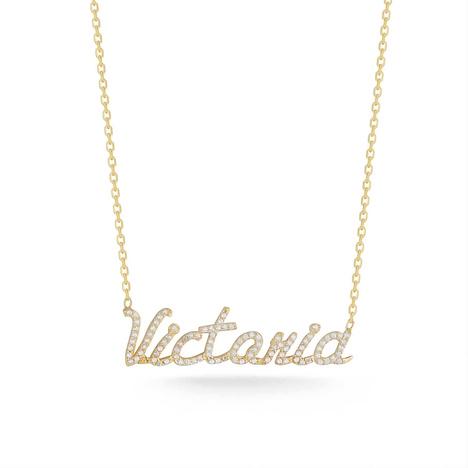 Name Necklace with CZ Stone