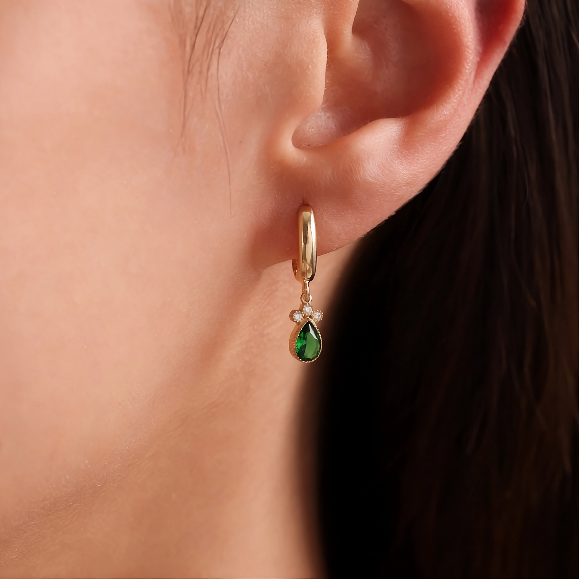 Birthstone Hoop Earrings