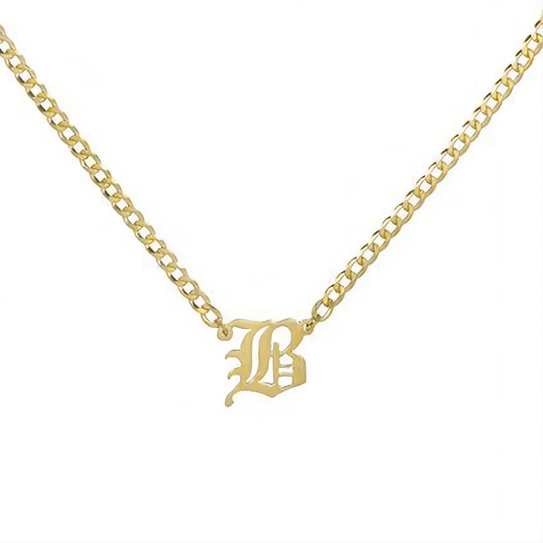 Gothic Letter Necklace w/ Cuban Chain
