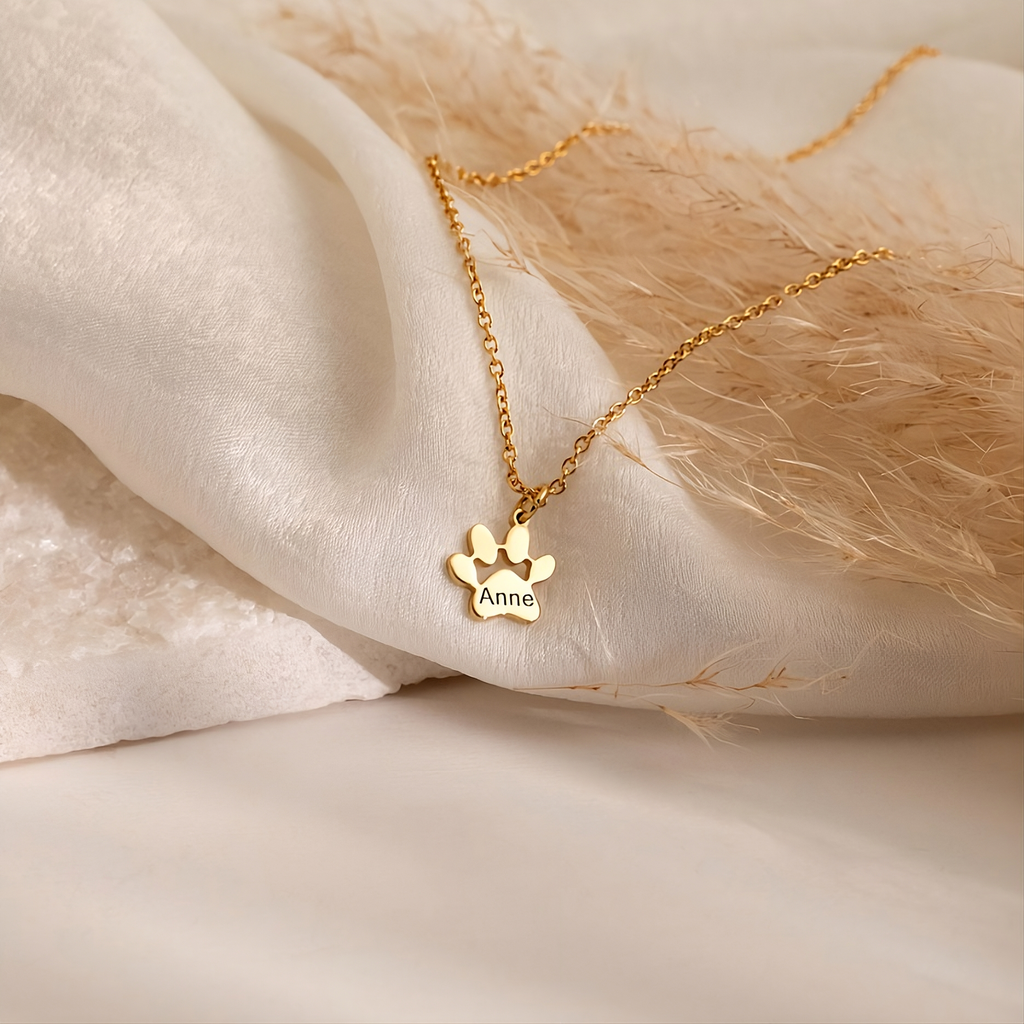 Paw Print Name Necklace