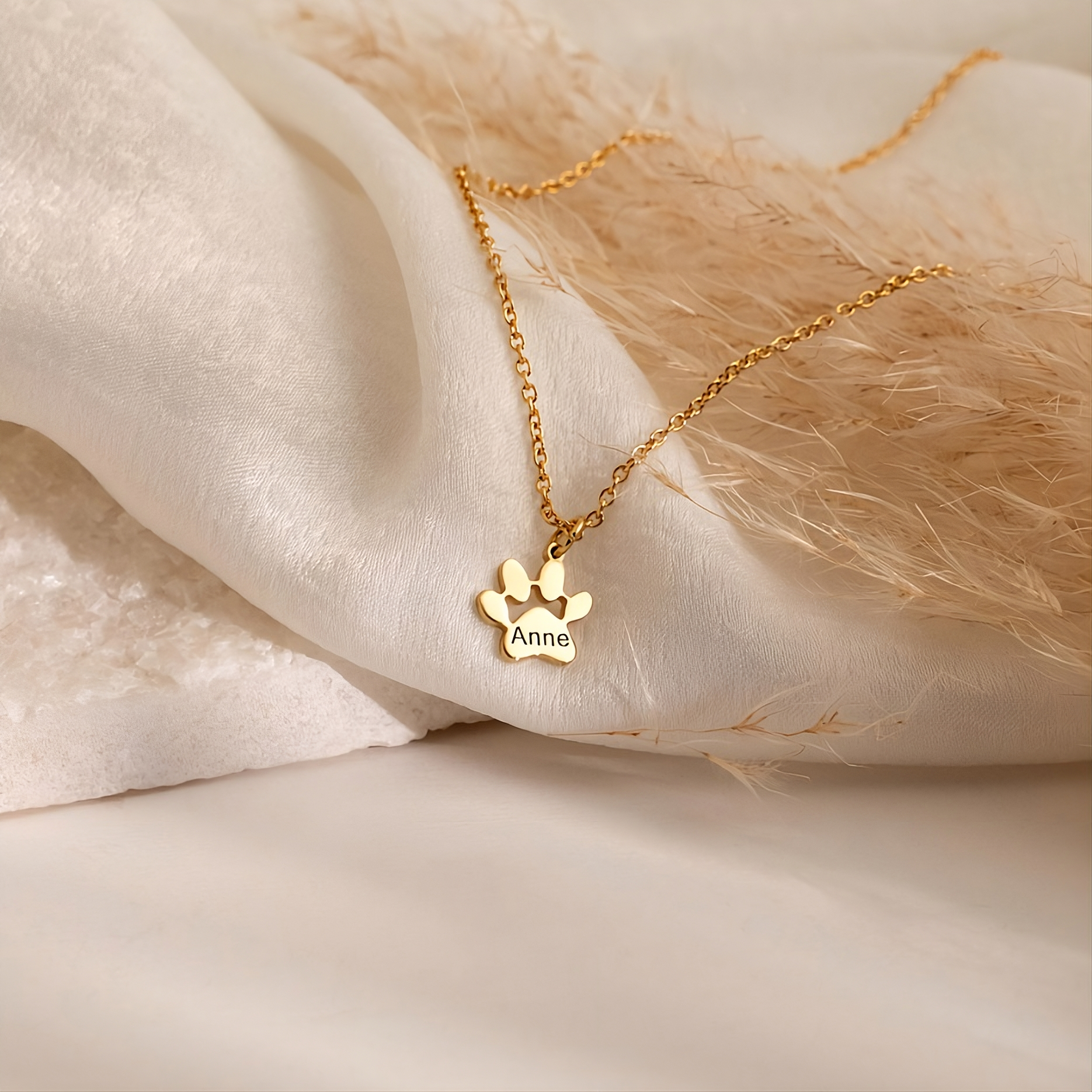 Paw Print Name Necklace