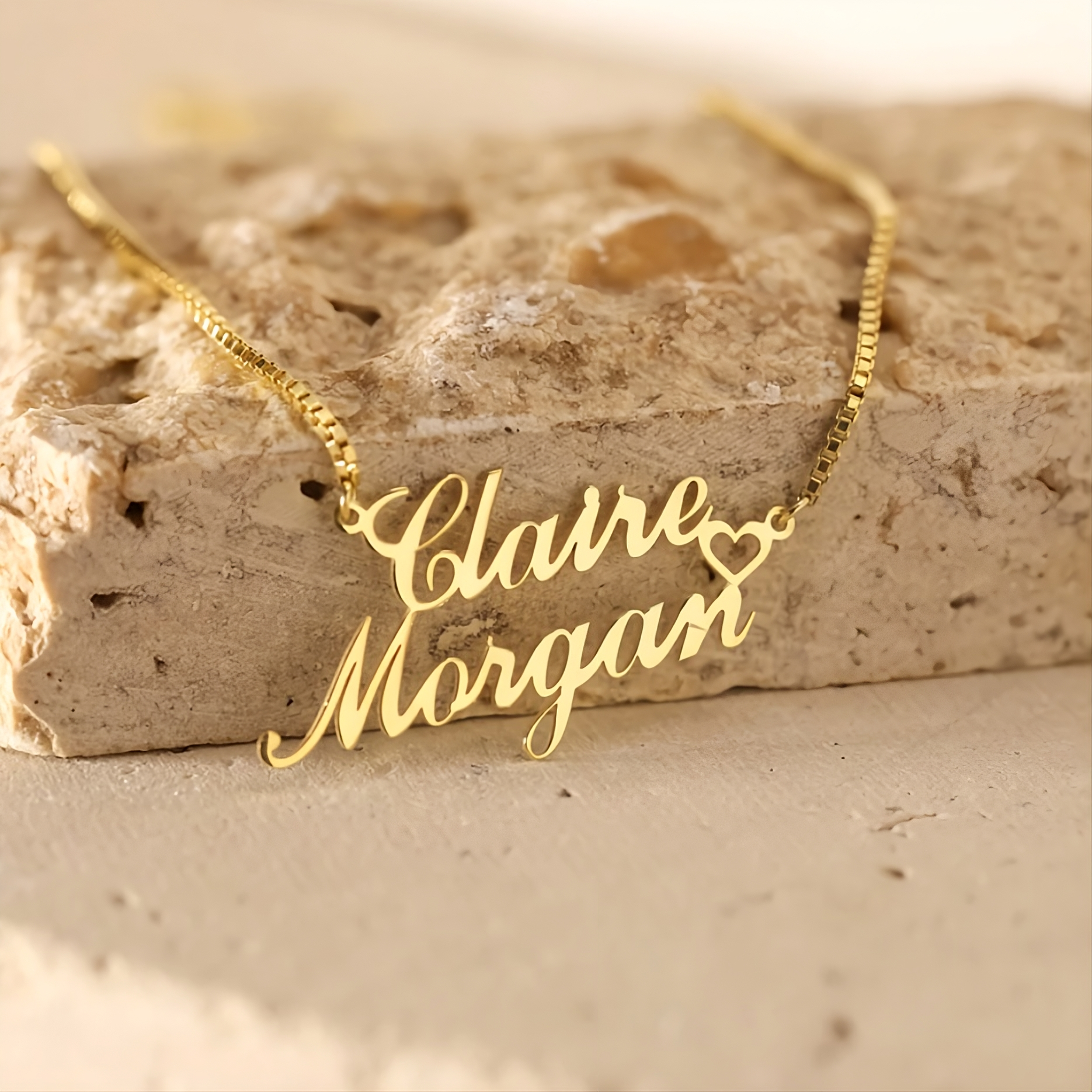 Two Names Necklace with Heart