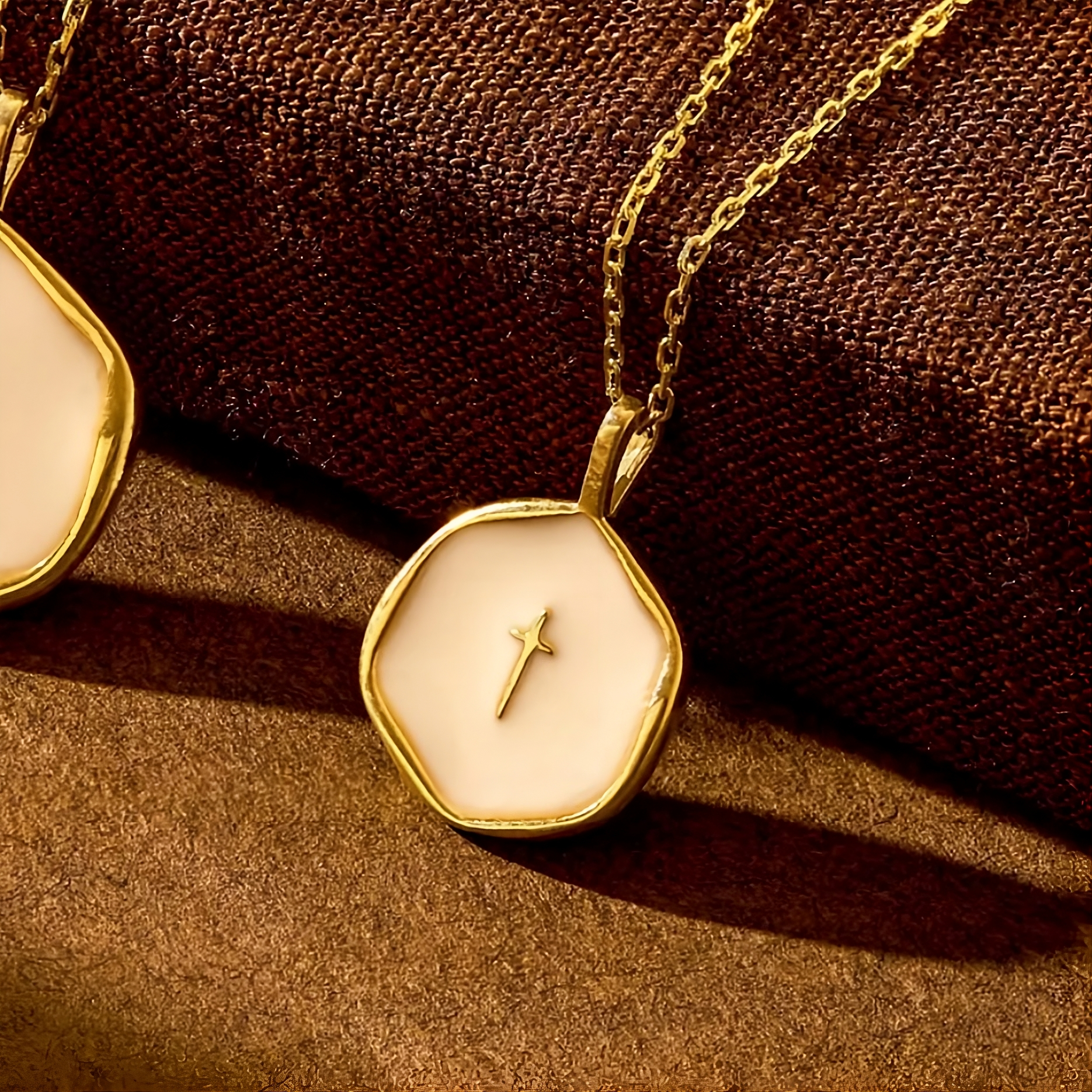 Gold Enamel Dainty Cross Necklace