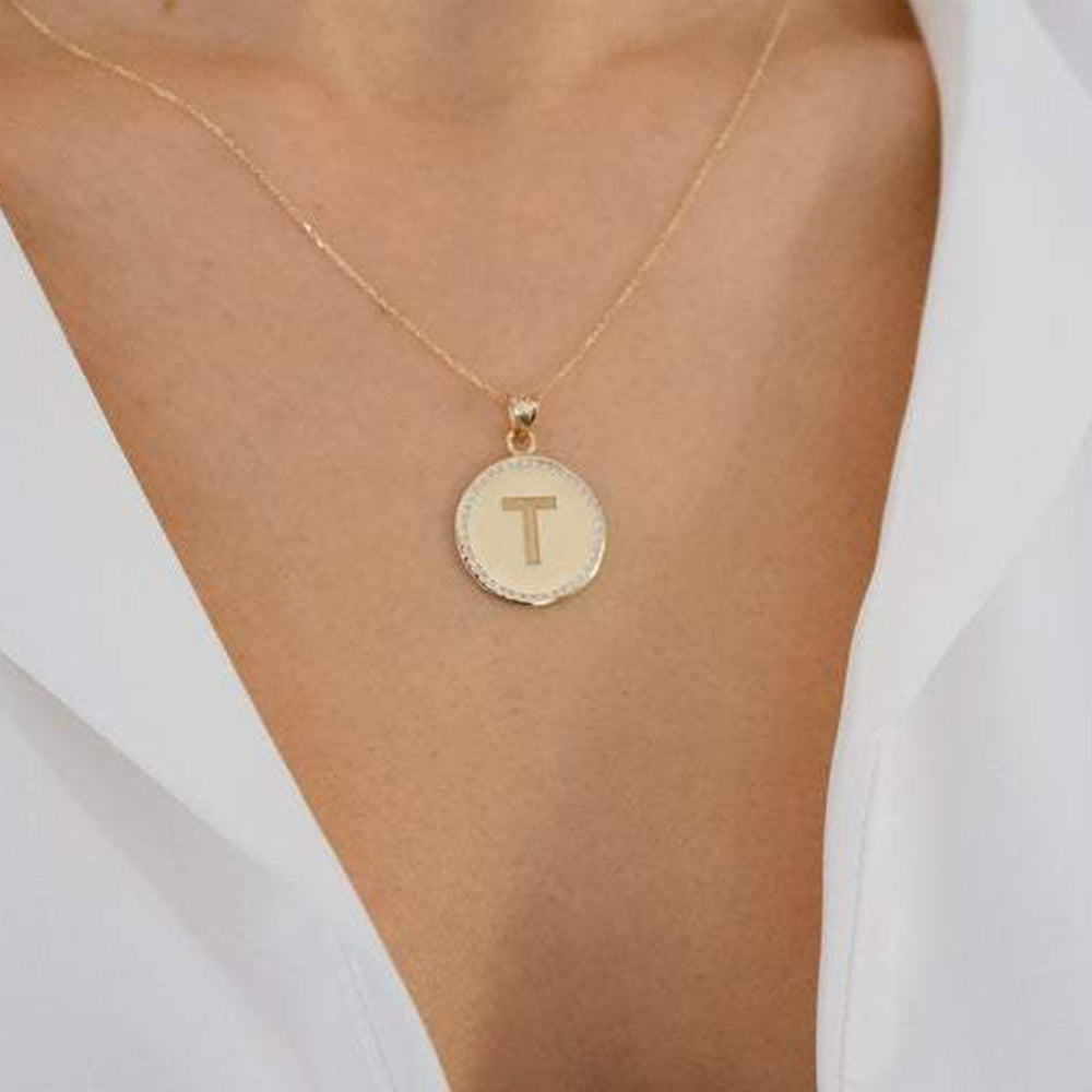 Coin Initial Necklace