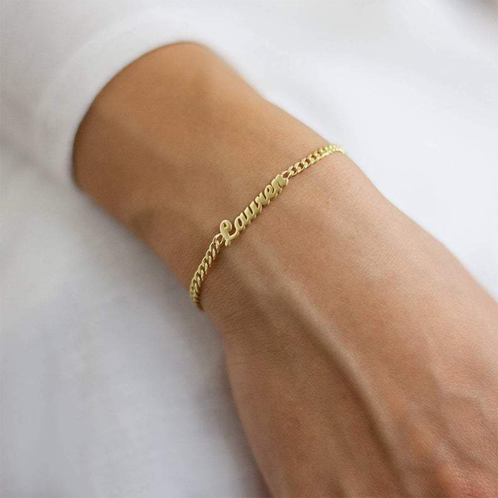 Name Bracelet with Curb Chain