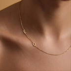 14k Solid Gold Sideways Initial Necklace