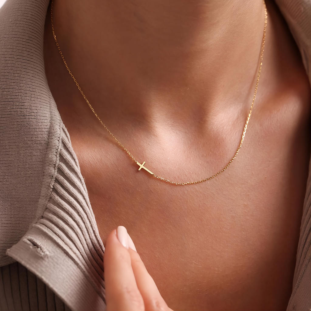Sideways Cross Necklace