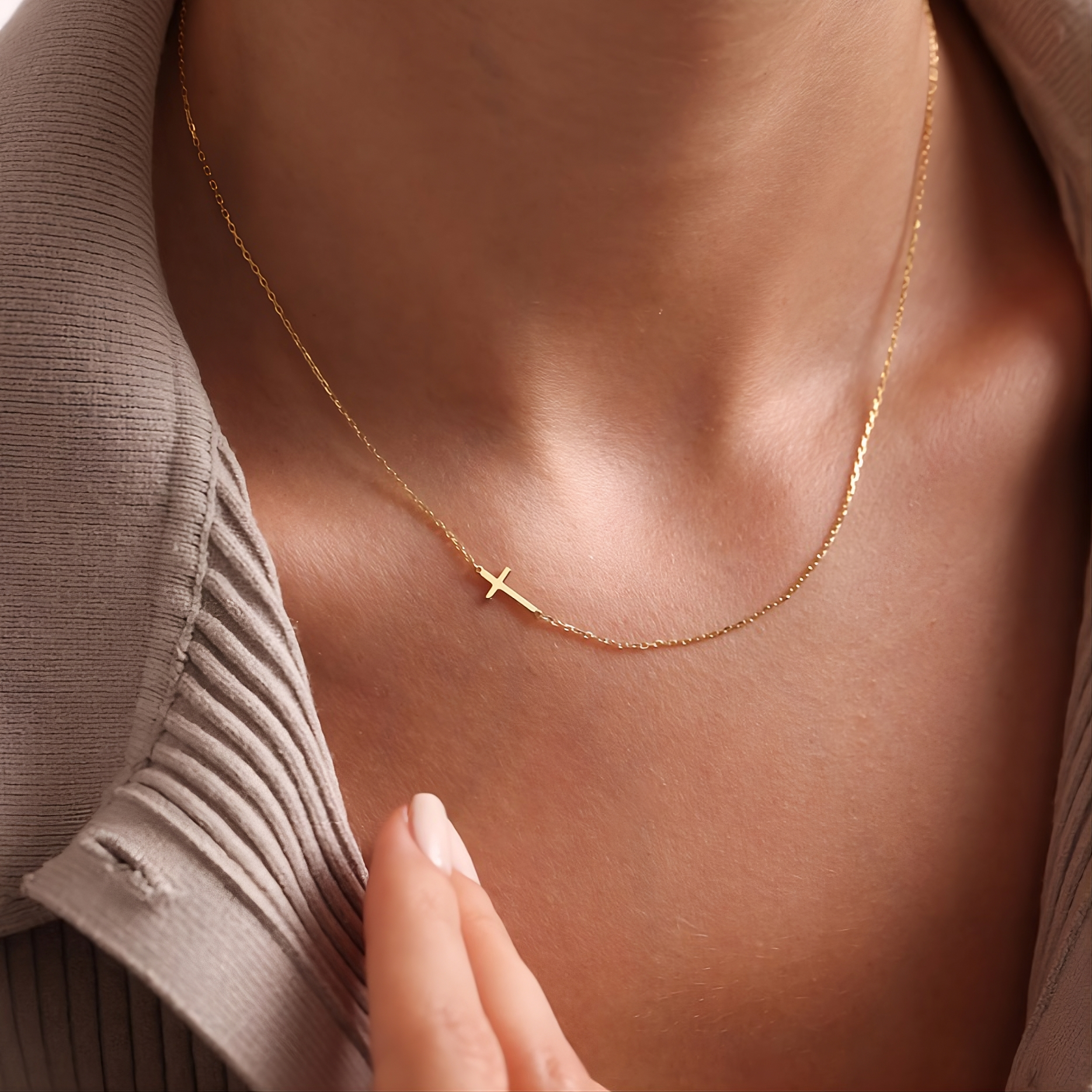Sideways Cross Necklace