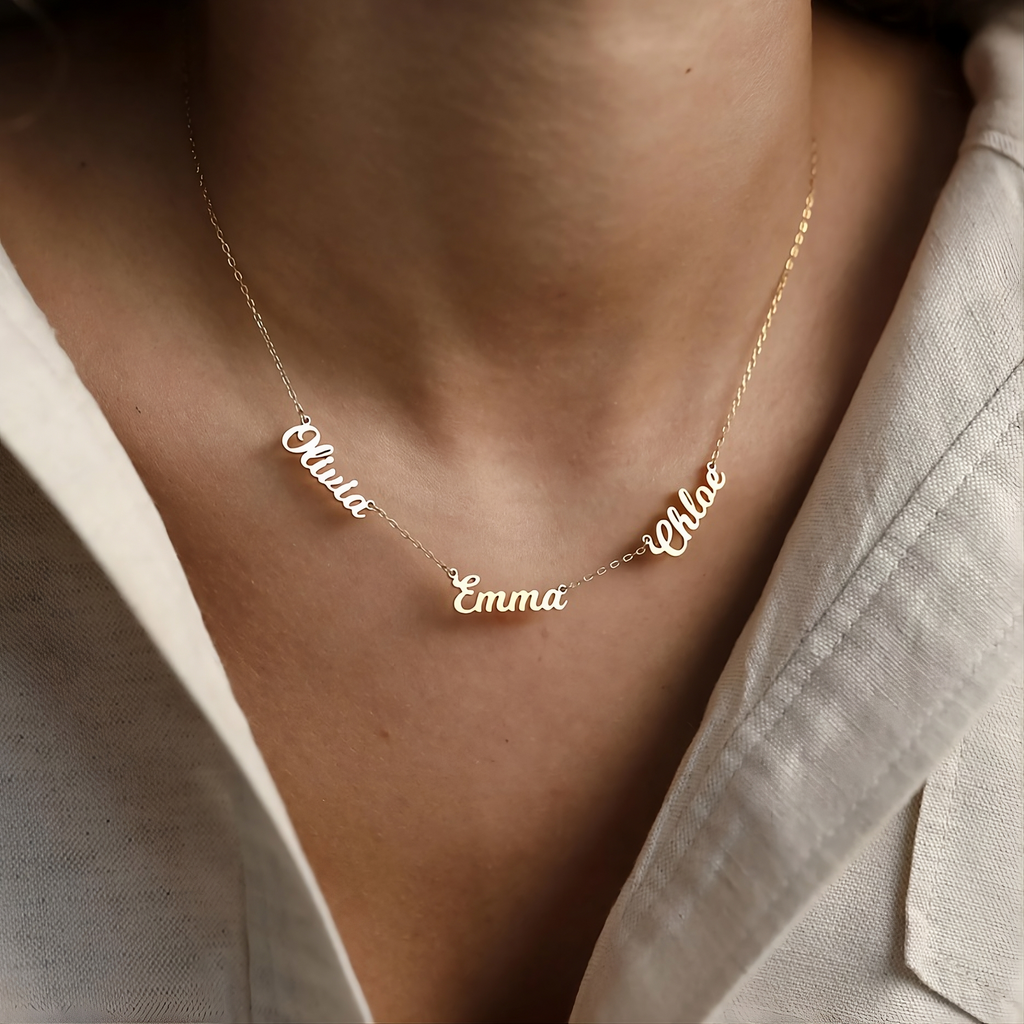 14k Solid Gold Multiple Name Necklace