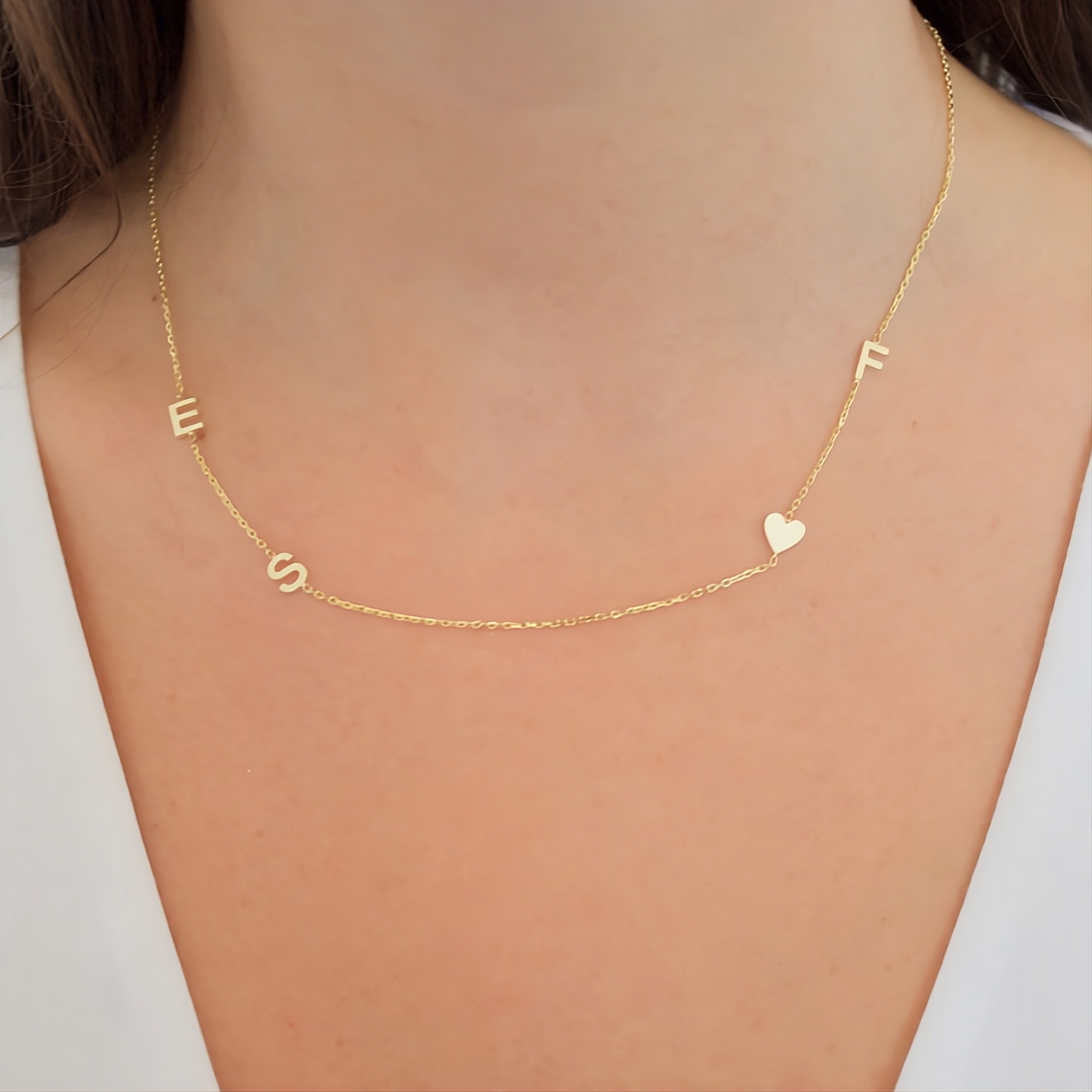 Sideways Initial Birthstone Necklace