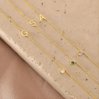 Sideways Initial Birthstone Necklace