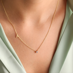Sideways Initial Birthstone Necklace