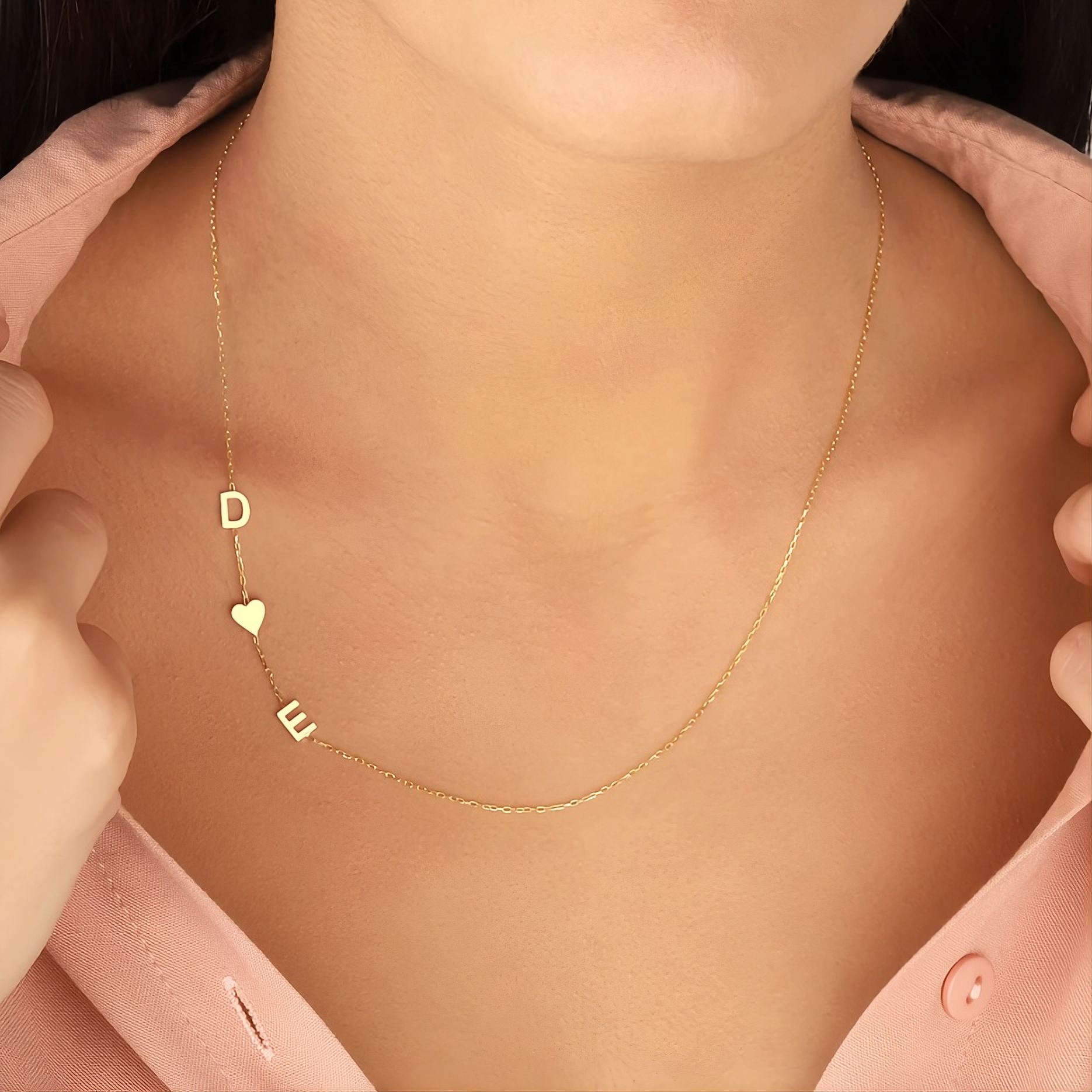 Sideways Initial Birthstone Necklace