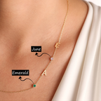 Sideways Initial Birthstone Necklace