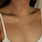 14k Solid Gold Sideways Initial Necklace